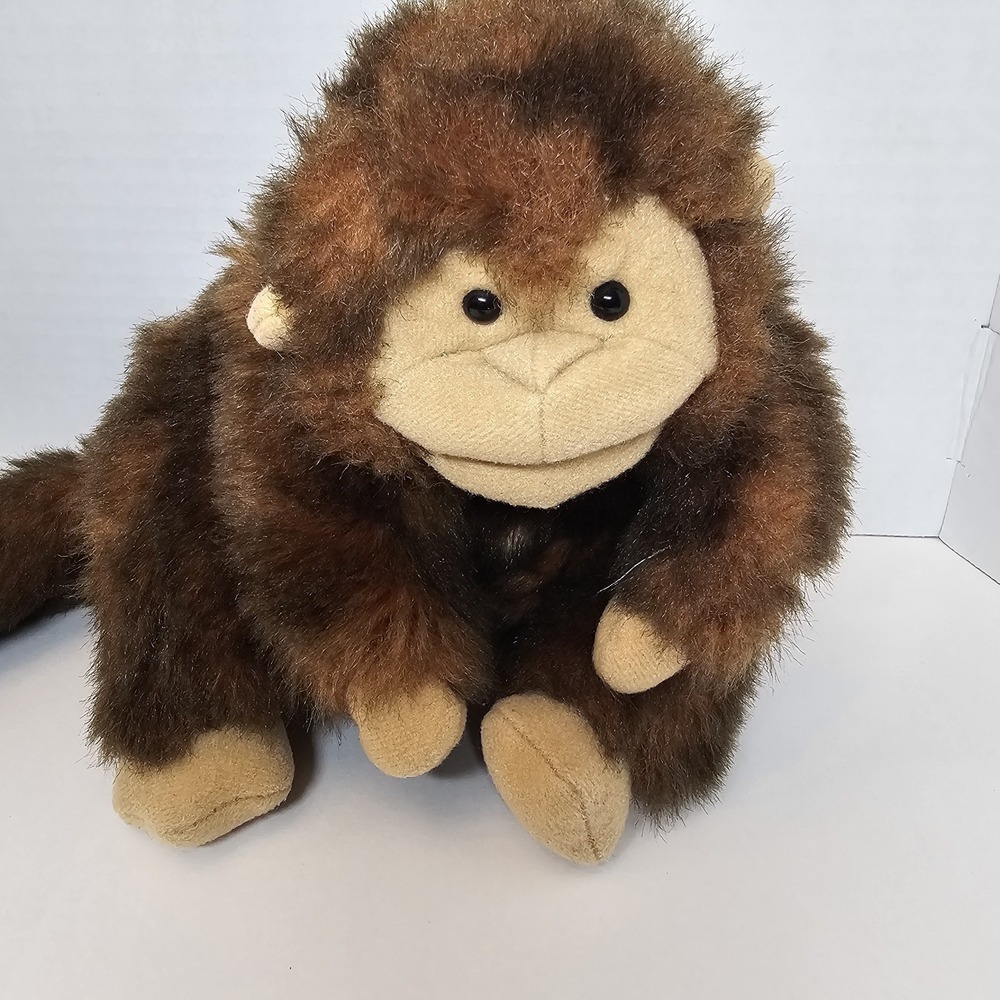 Folkmanis Monkey Puppet Plush Full Body Brown Monkey Chimp Long Tail Jungle